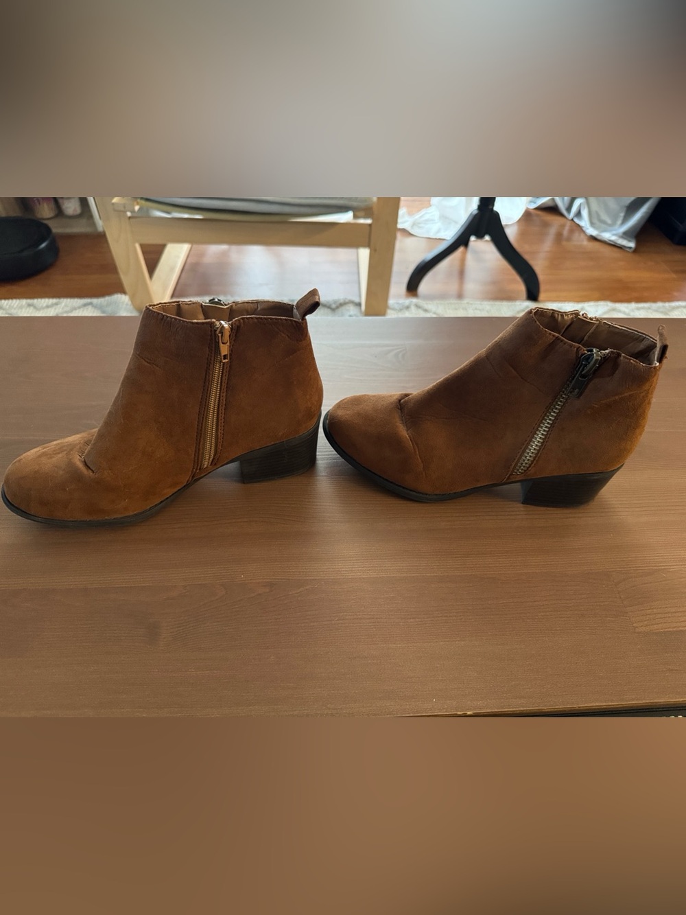 Suede Brown Side-Zip Ankle Booties